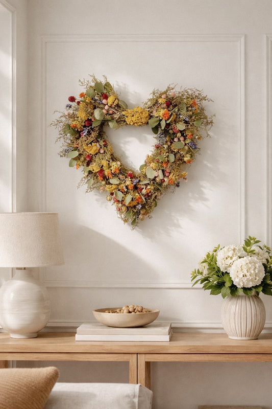 Dried Love in Bloom Heart Wreath
