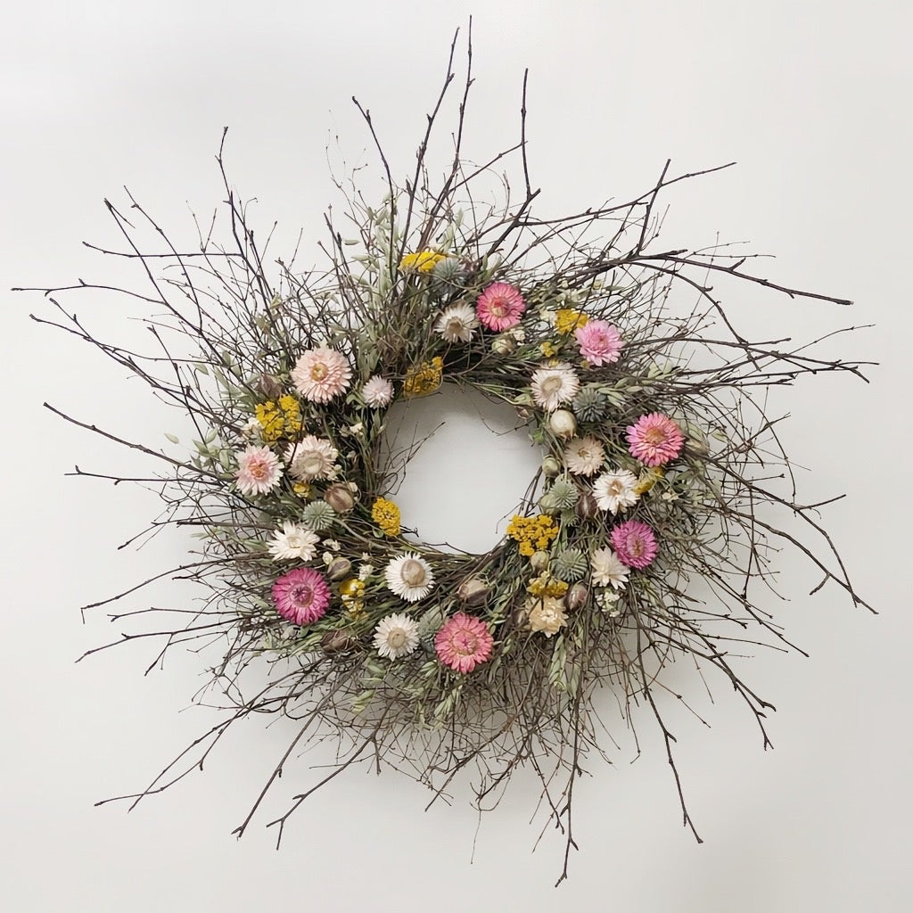 Dried Pastel Hedge Wreath