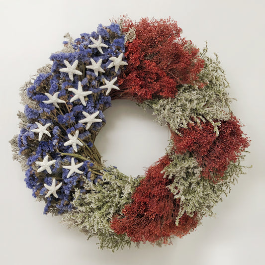 Dried Stars and Stripes Wheel Wreath