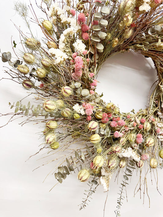 Dried Pink Eucalyptus Wreath