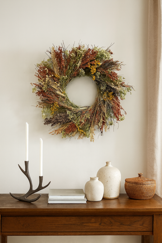 Dried Feuille Morte Wreath
