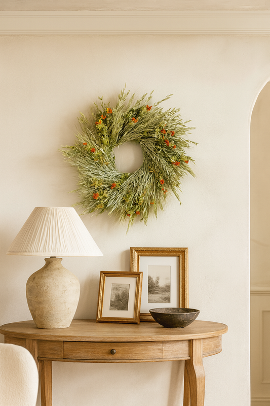 Dried Safflower Field Wreath