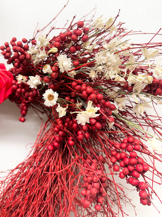 Dried Red Doily Heart Wreath