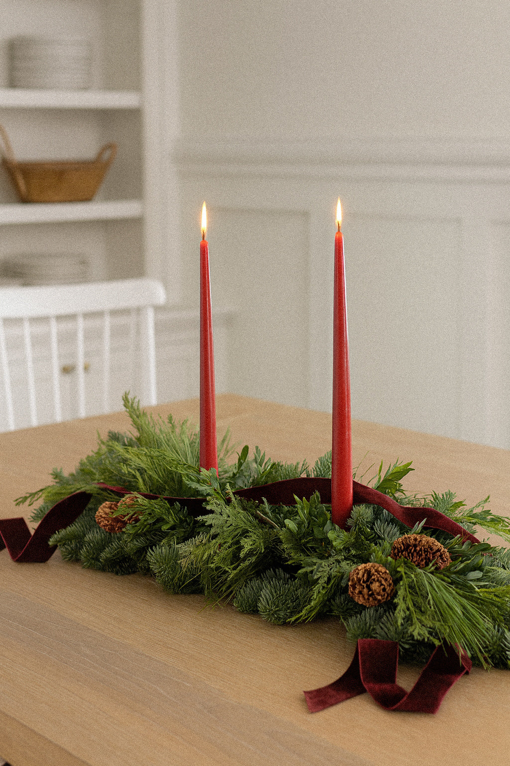 Fresh Evergreens Burgundy Pine Wreath