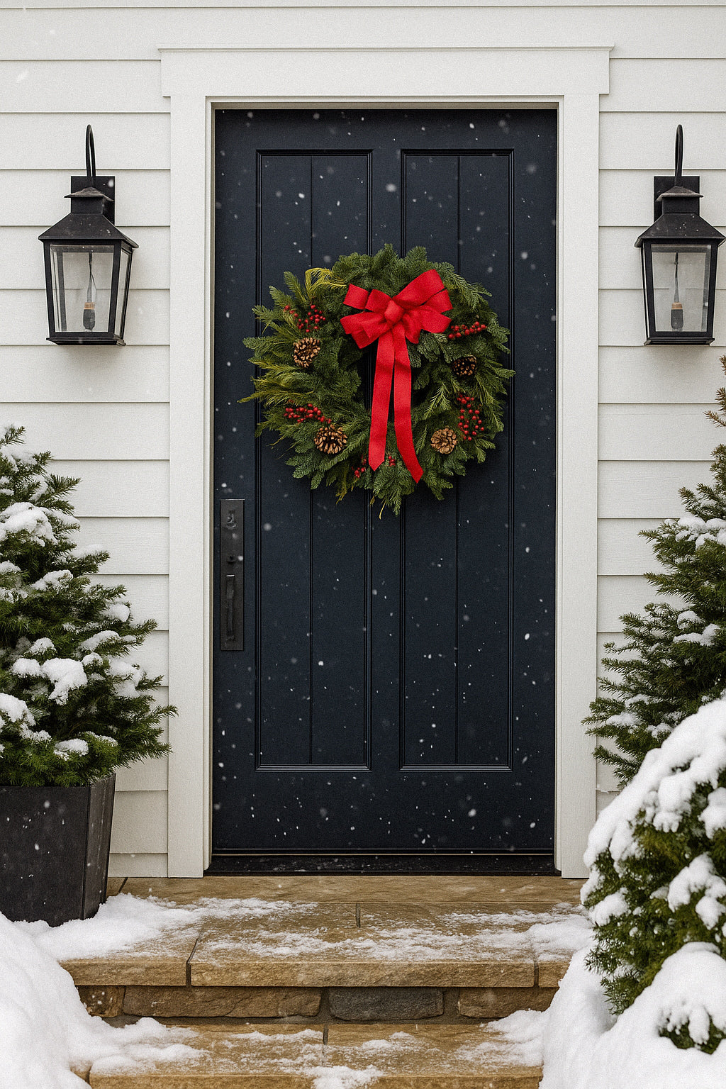 Fresh Evergreens Scarlet Holiday Wreath