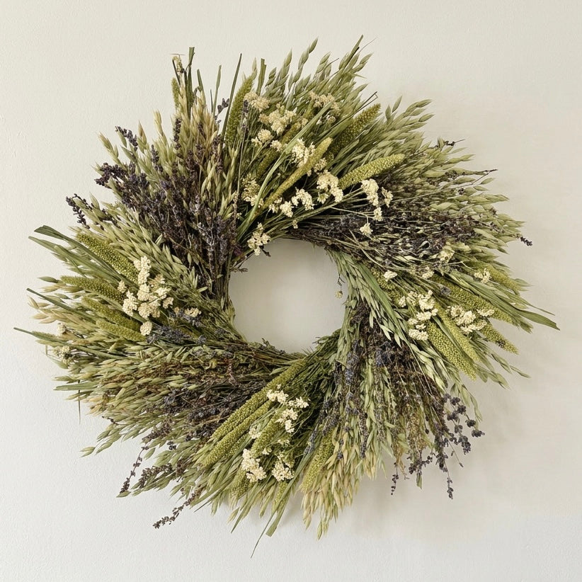 Dried Morning Lavender Wheel Wreath