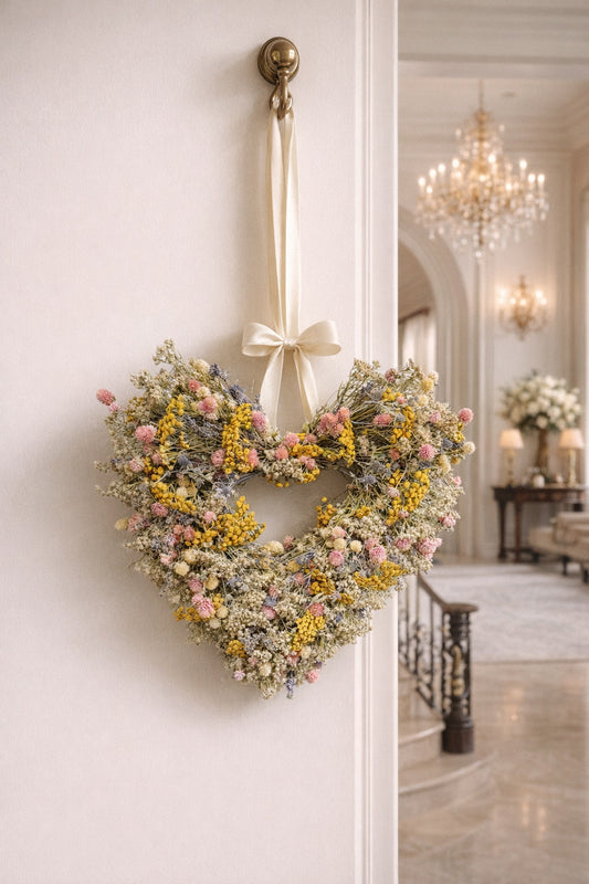 Dried Embroidery Heart Wreath