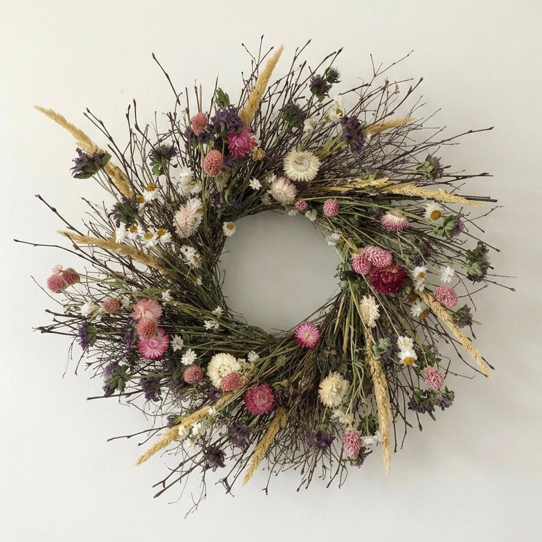 Dried Elysee Wildflowers Wreath