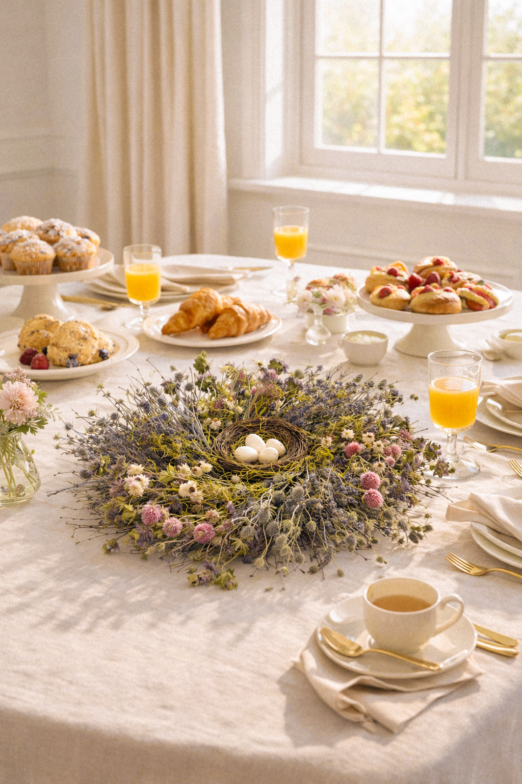 Dried Springtime Bird Nest Centerpiece