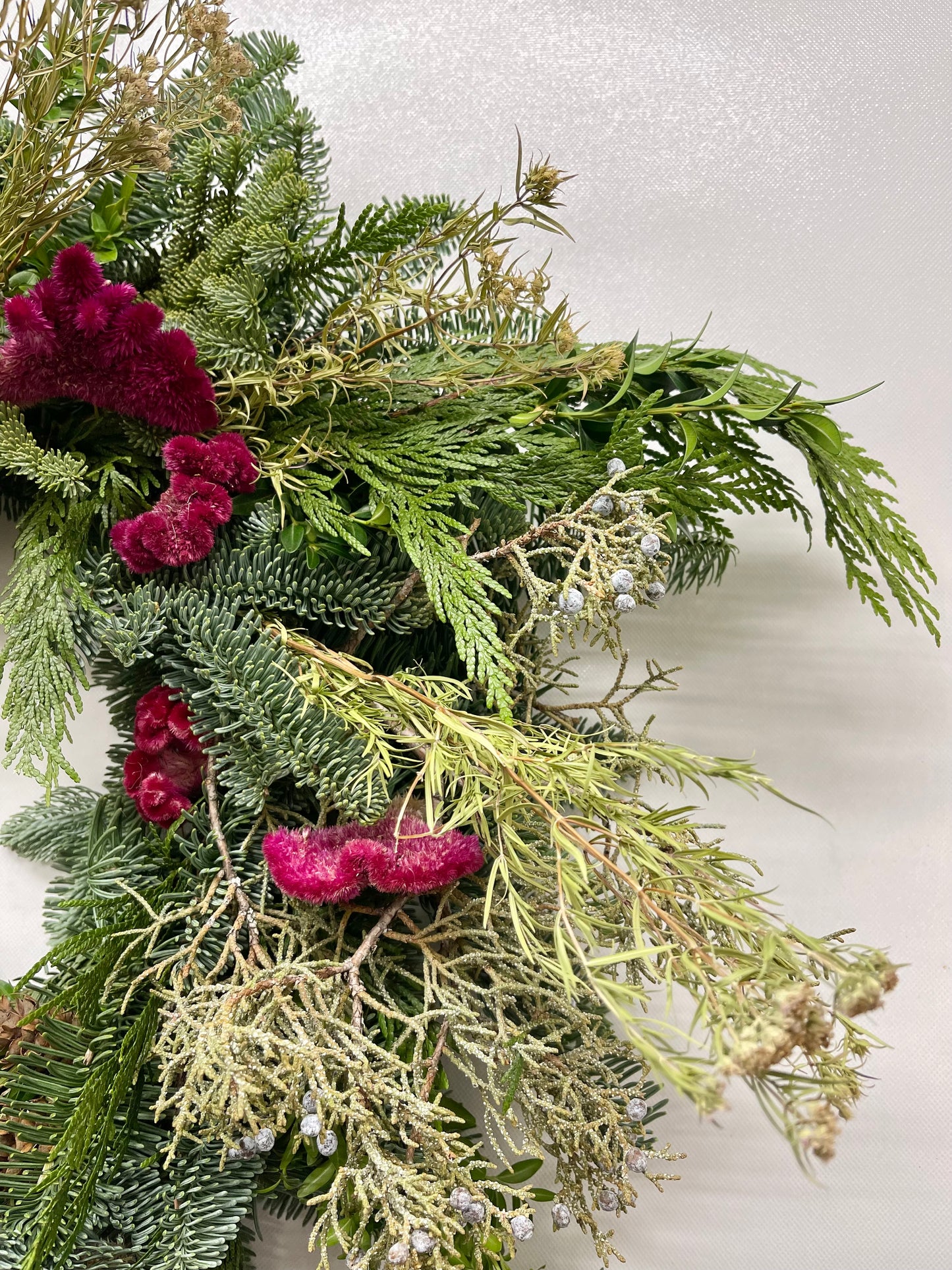 Fresh Evergreens Ethereal Celosia Wreath