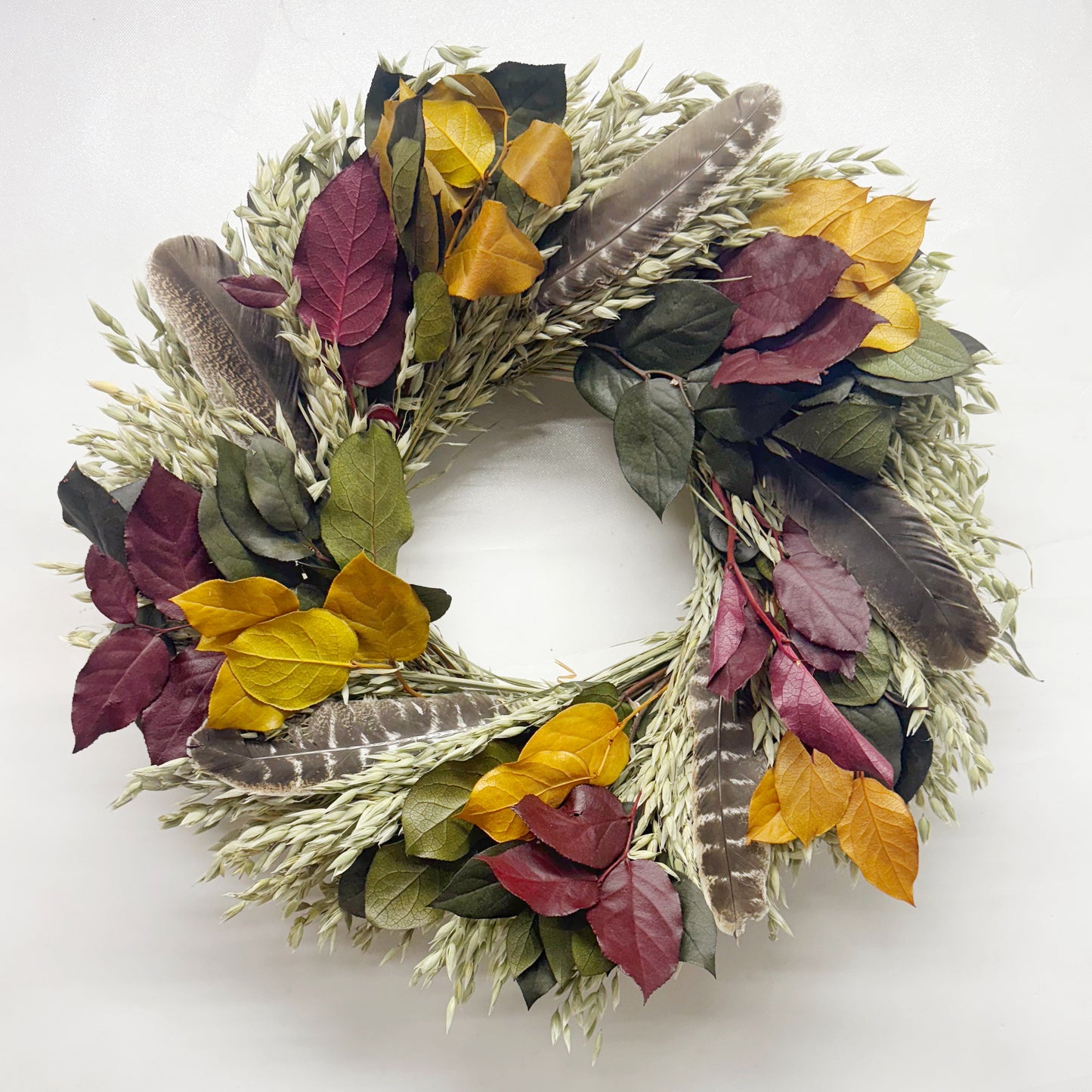 Dried and Preserved Turkey Feather Plume Wreath