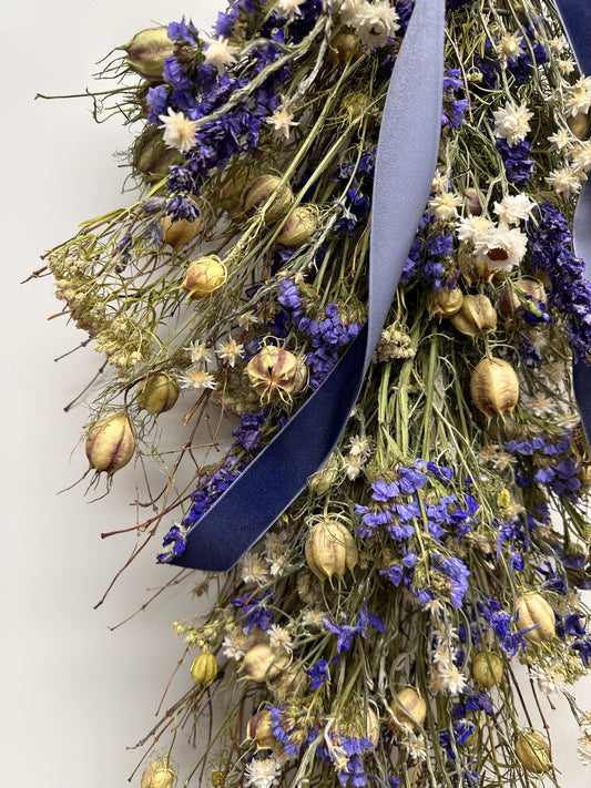 Dried Harbor Blue Door Greeter Swag