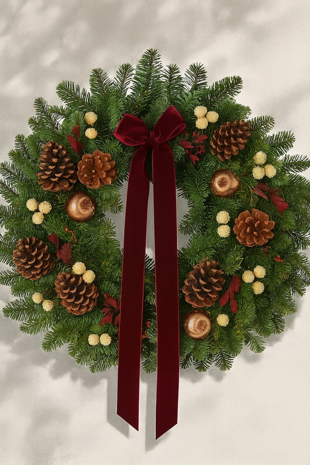 Fresh Evergreens Alpine Garnet Wreath