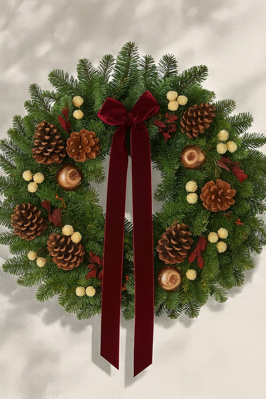 Fresh Evergreens Alpine Garnet Wreath