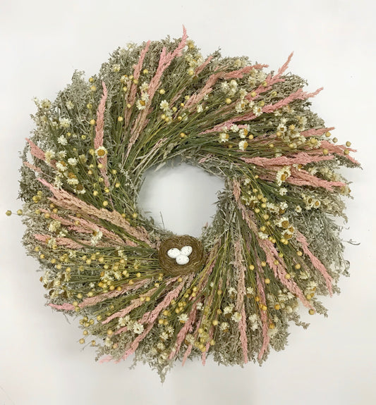 Dried Spring Easter Nest Wreath