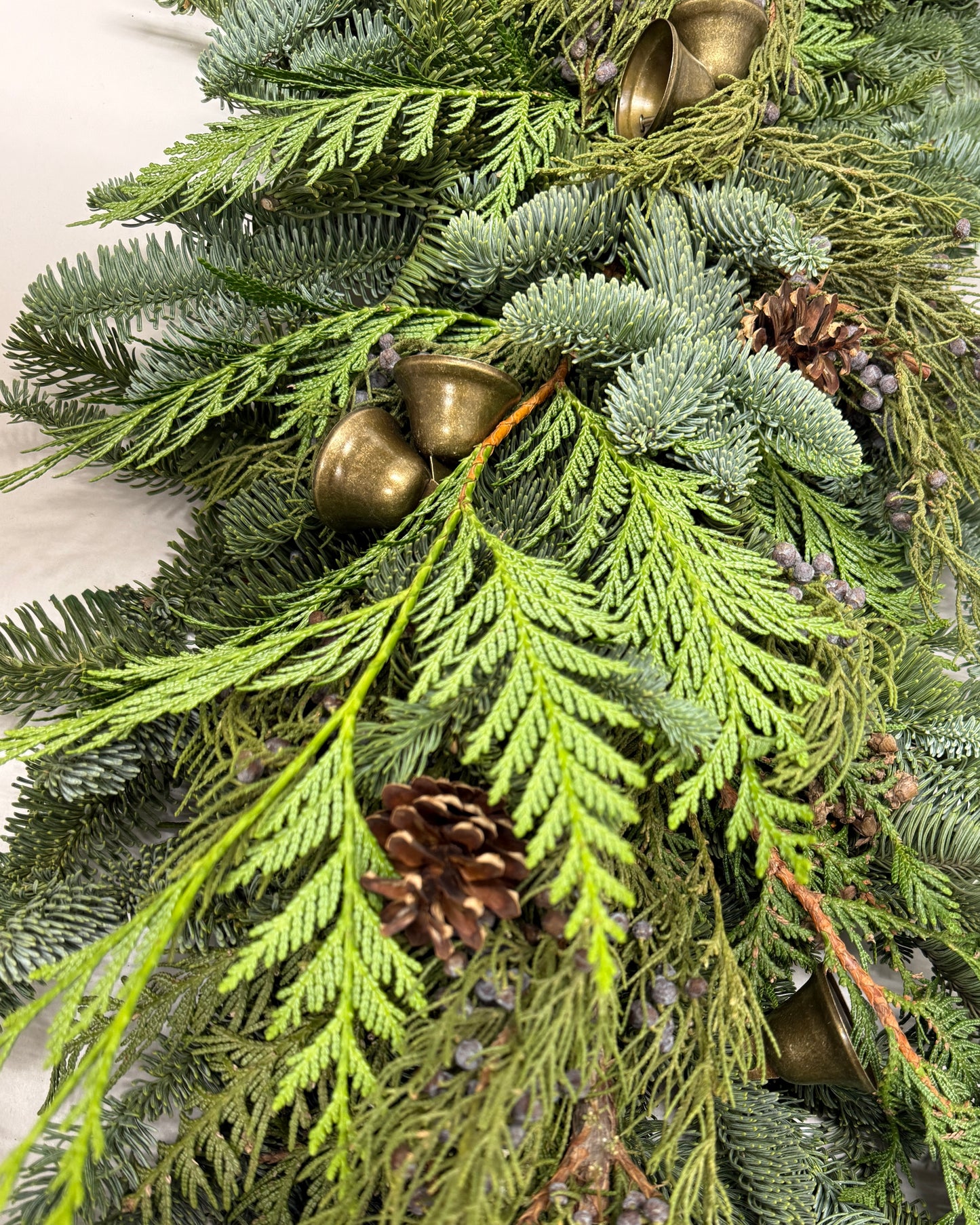 Fresh Evergreens Juniper Bells Mantelpiece Runner