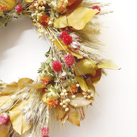 Dried and Preserved Fall Skies Wreath