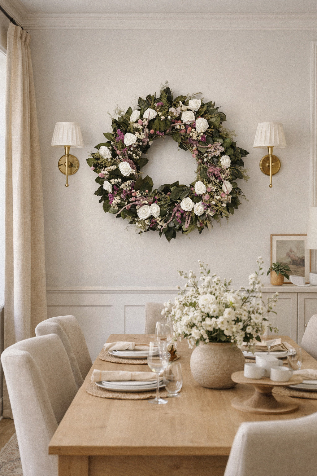 Dried and Preserved Mulberry Rose Wreath