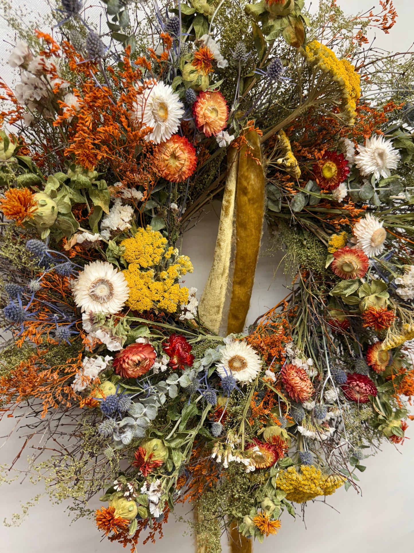 Dried Bloom Botanicals Wreath with Ribbon