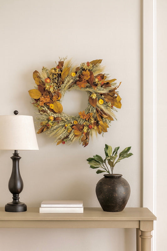 Dried and Preserved Thanksgiving Flowers Wreath