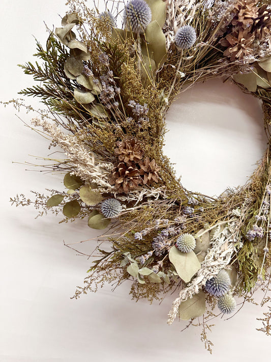 Dried and Preserved Thistle and Timber Wreath
