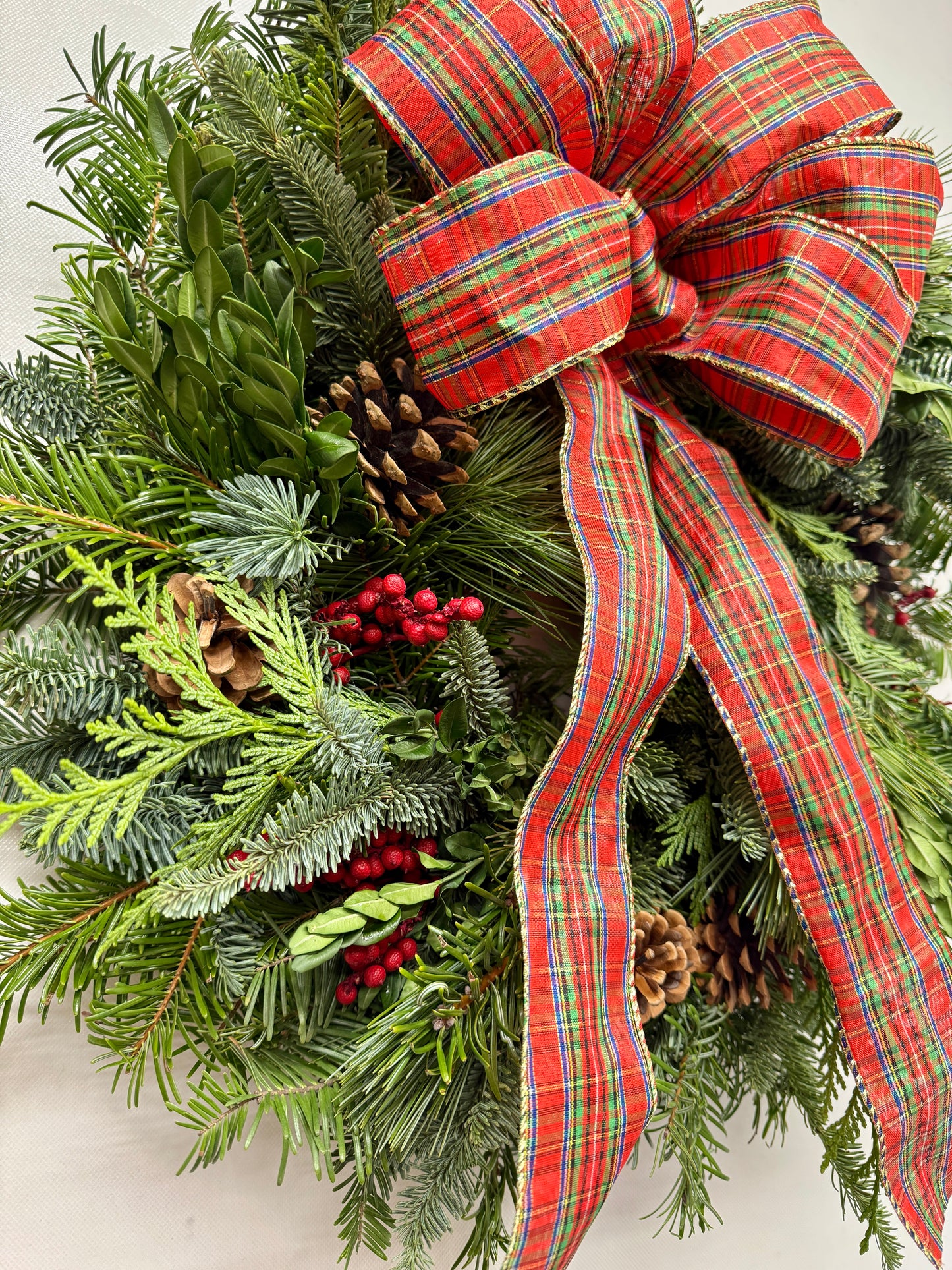 Fresh Evergreens Tartan Noel Wreath