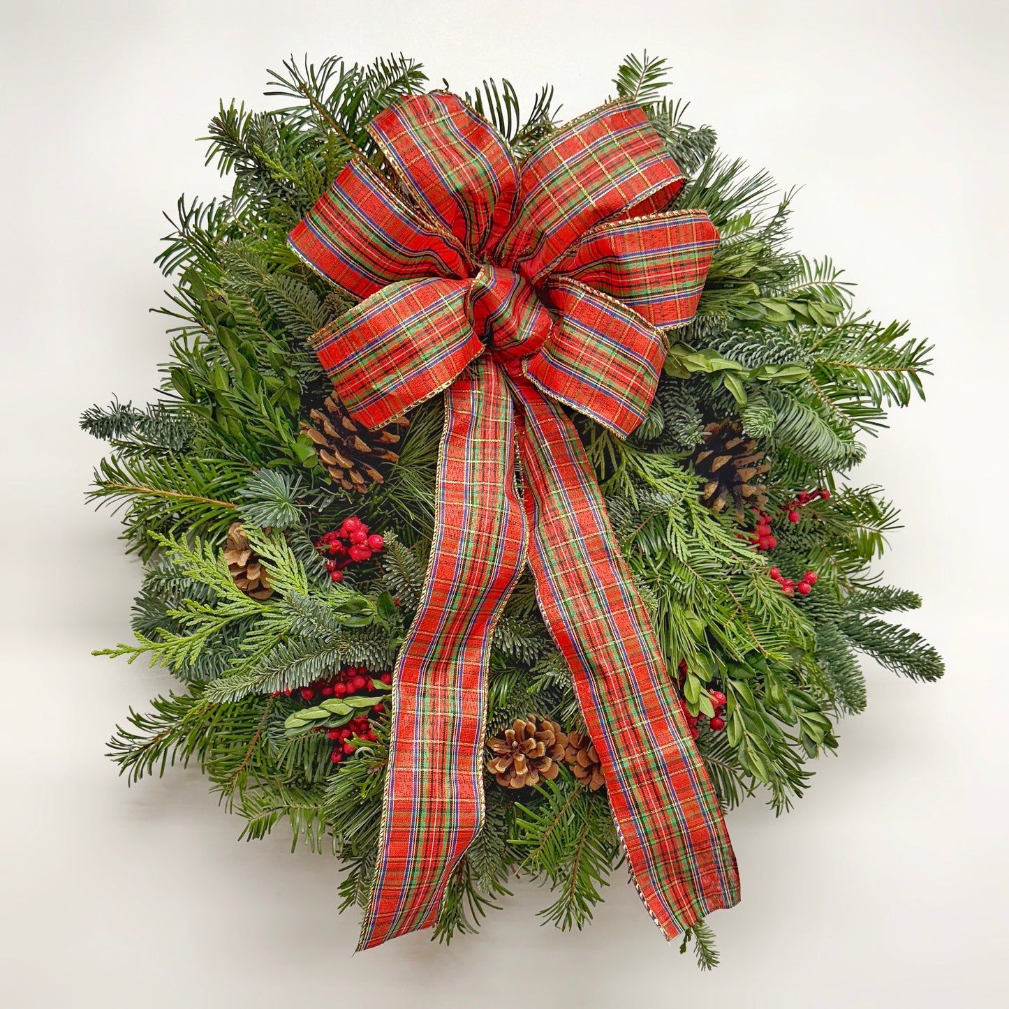 Fresh Evergreens Tartan Noel Wreath