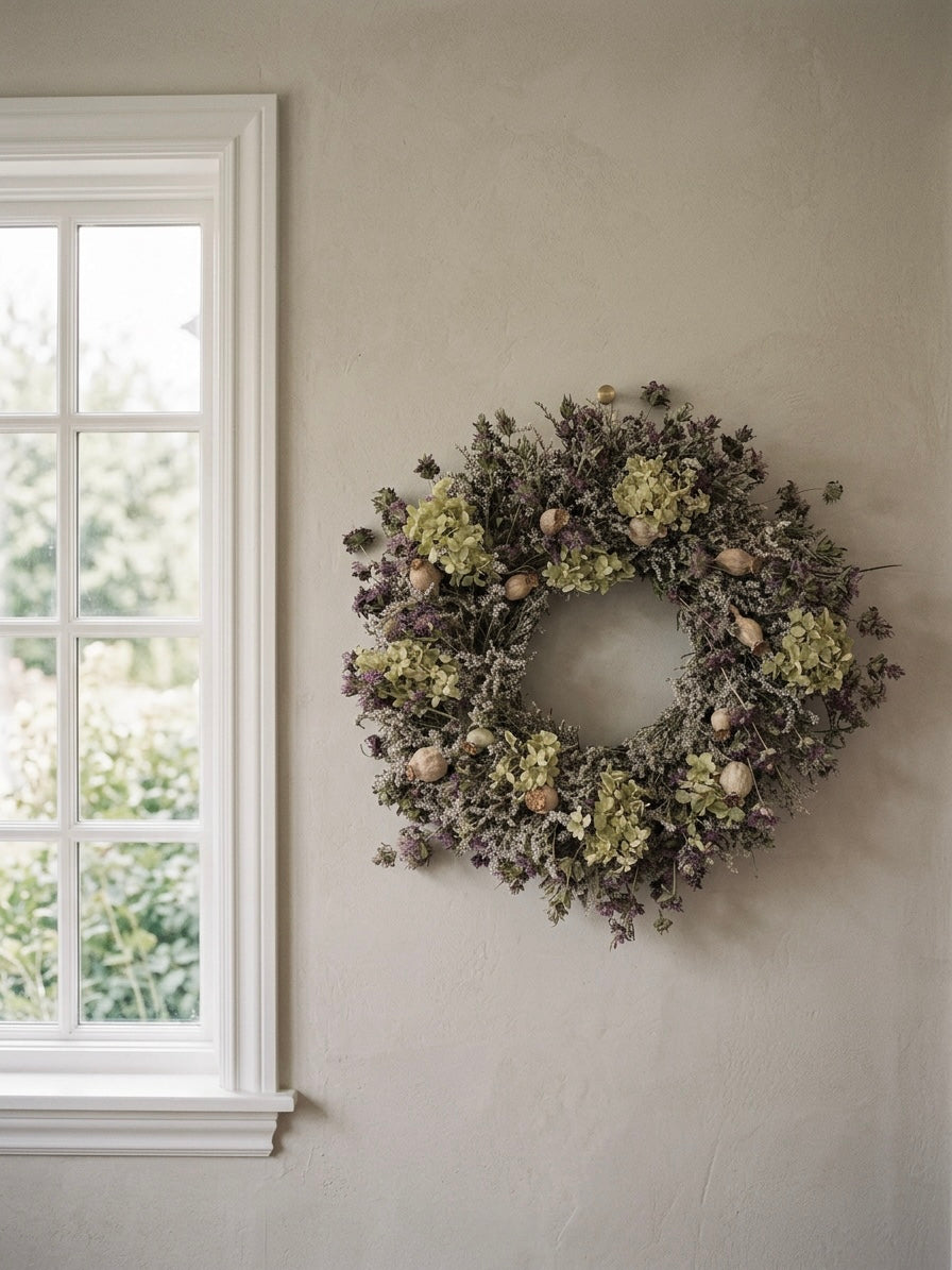 Dried Hydrangea and Lemon Mint Wreath
