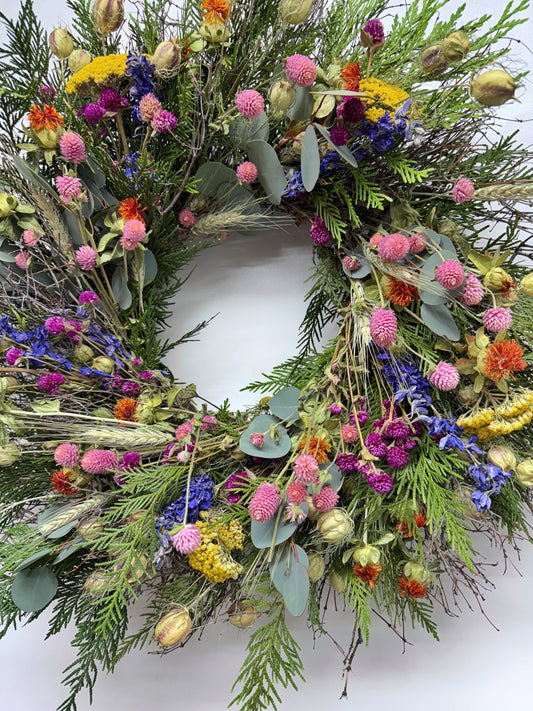 Dried Blooming Hillside Wreath