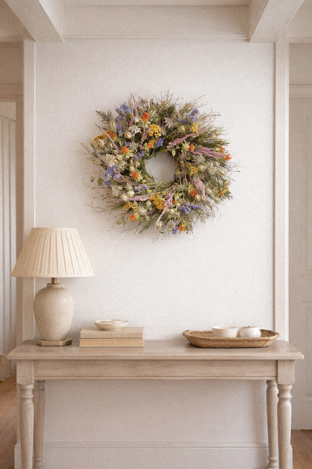 Dried and Preserved Bushes of Wildflowers Wreath
