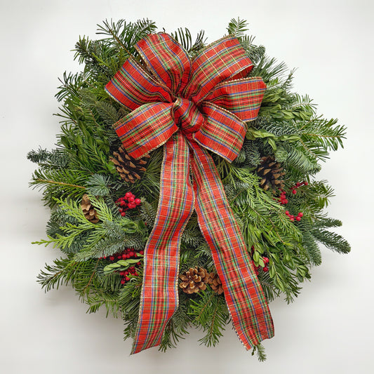 Fresh Evergreens Tartan Noel Wreath