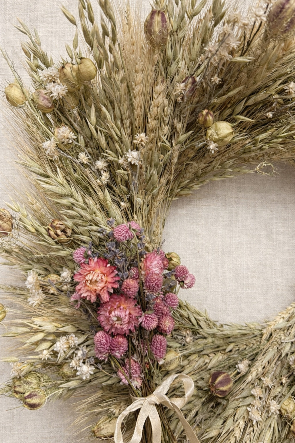Dried Pink Keepsake Wreath