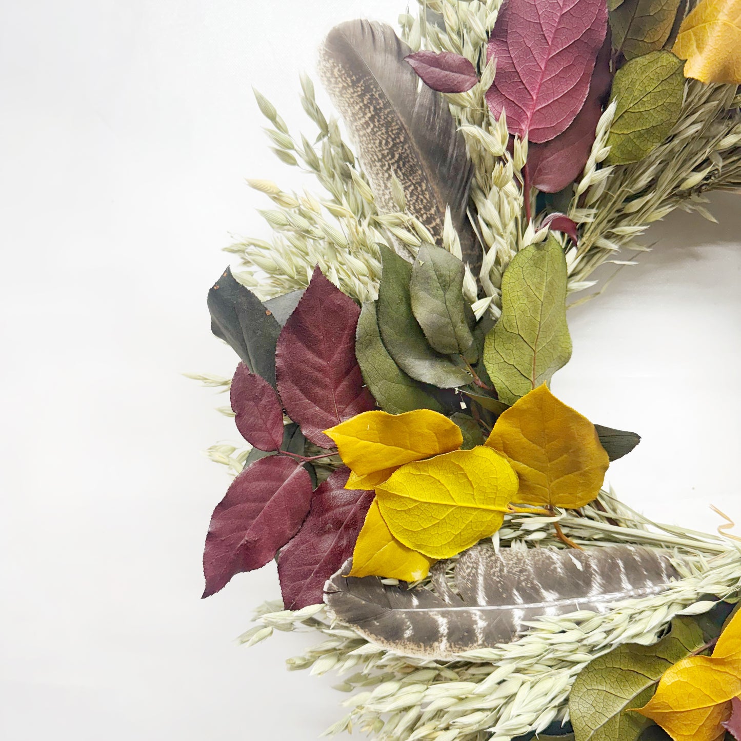 Dried and Preserved Turkey Feather Plume Wreath