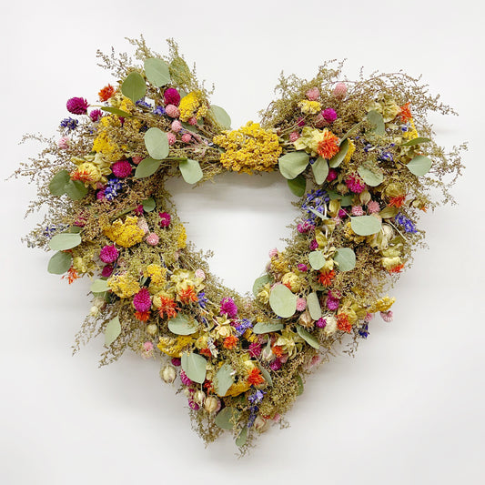 Dried Love in Bloom Heart Wreath