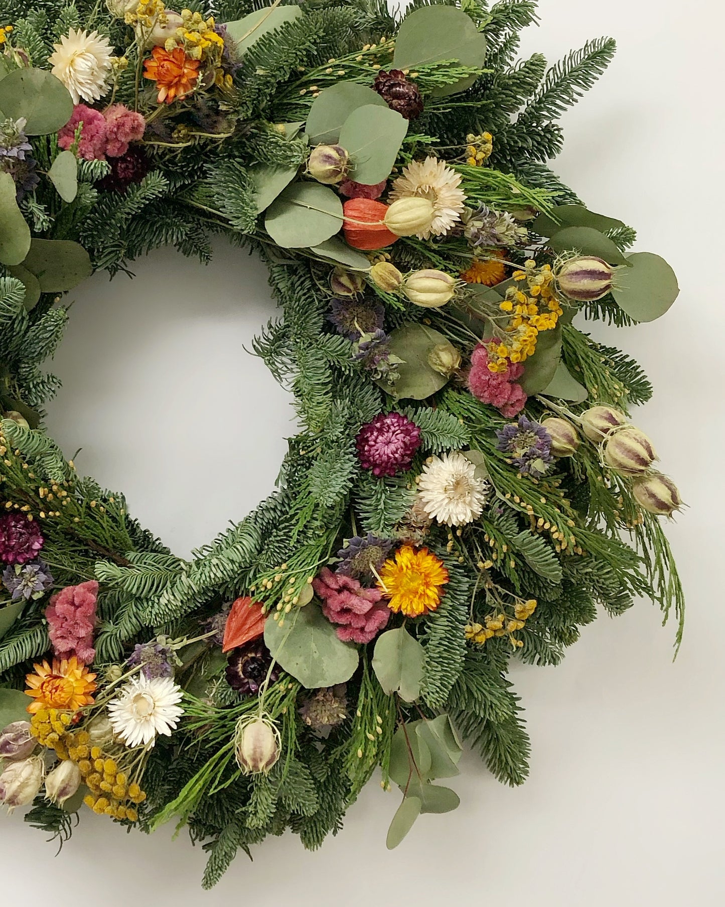Fresh Evergreens Botanical Yuletide Wreath