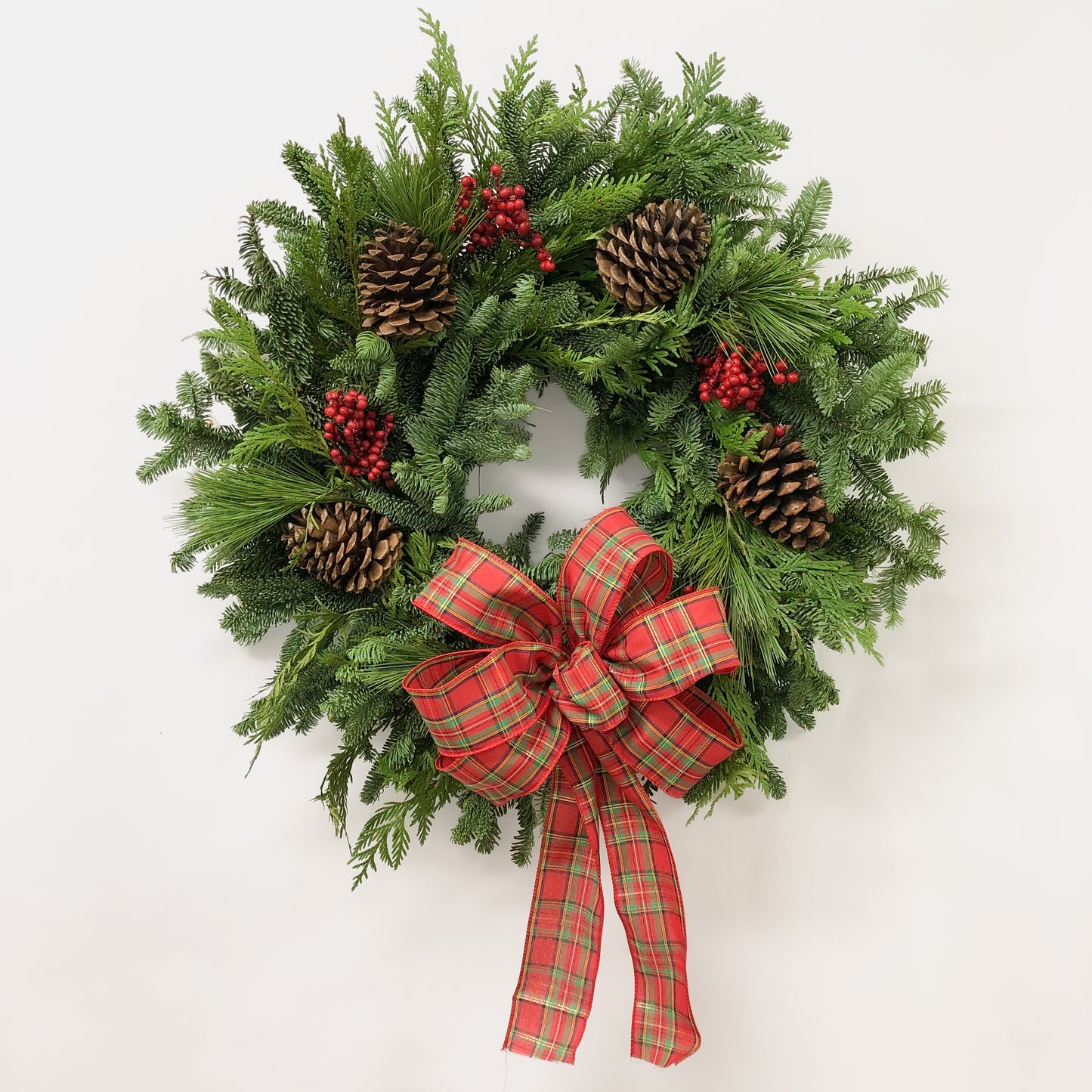 Fresh Evergreens Tidings of Joy Wreath
