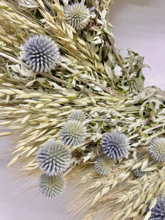 Dried Echinops And Grains Wreath