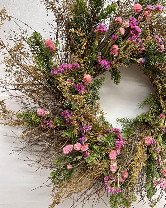 Fresh Evergreens Blushing Bramble Wreath