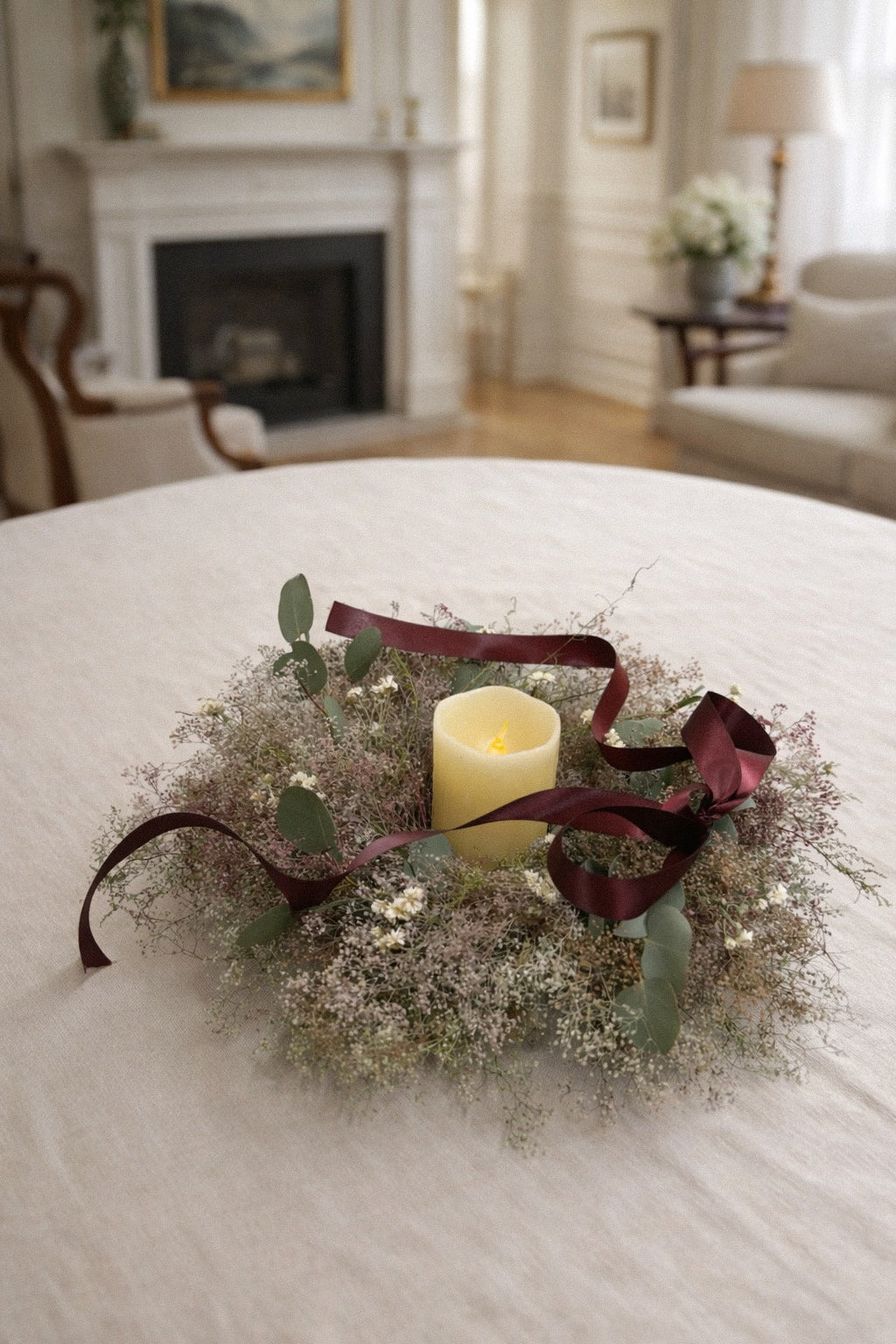 Dried Pearly Gypsophila Centerpiece