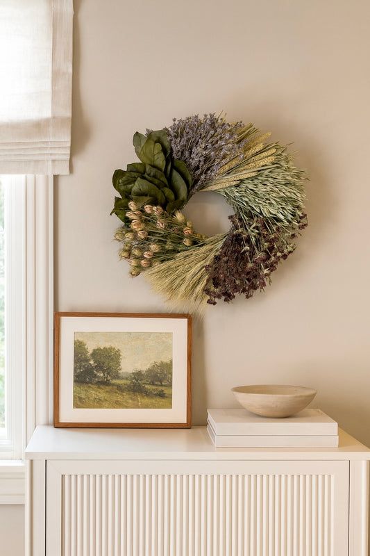Dried and Preserved Amaris Wheel Wreath