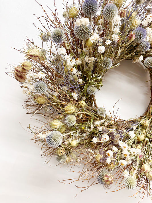 Dried Thistle Daisies Wreath