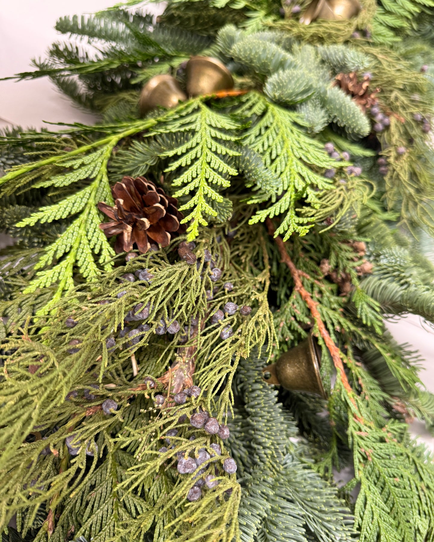 Fresh Evergreens Juniper Bells Mantelpiece Runner