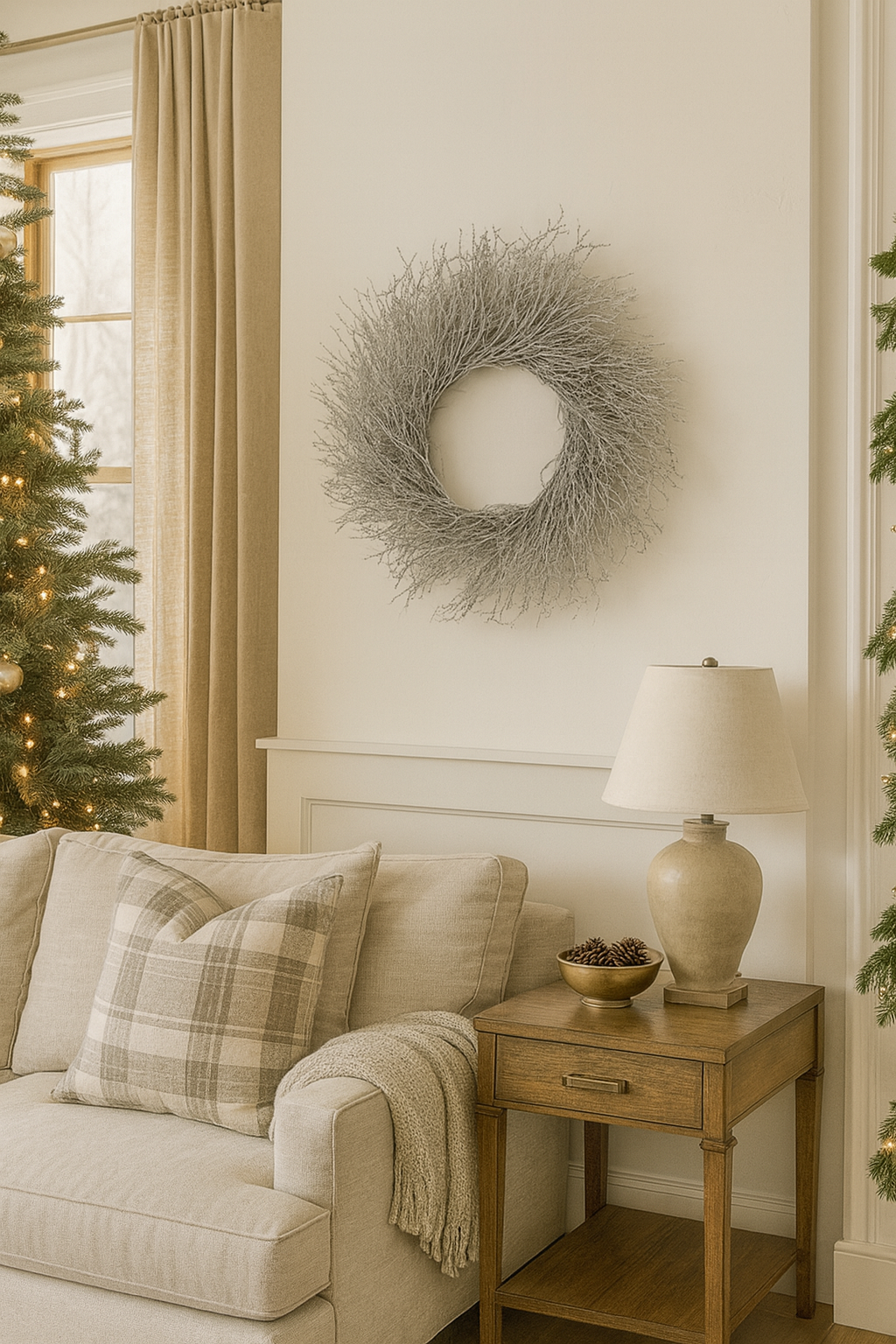 Dried Quail Brush Silver Twig Wreath