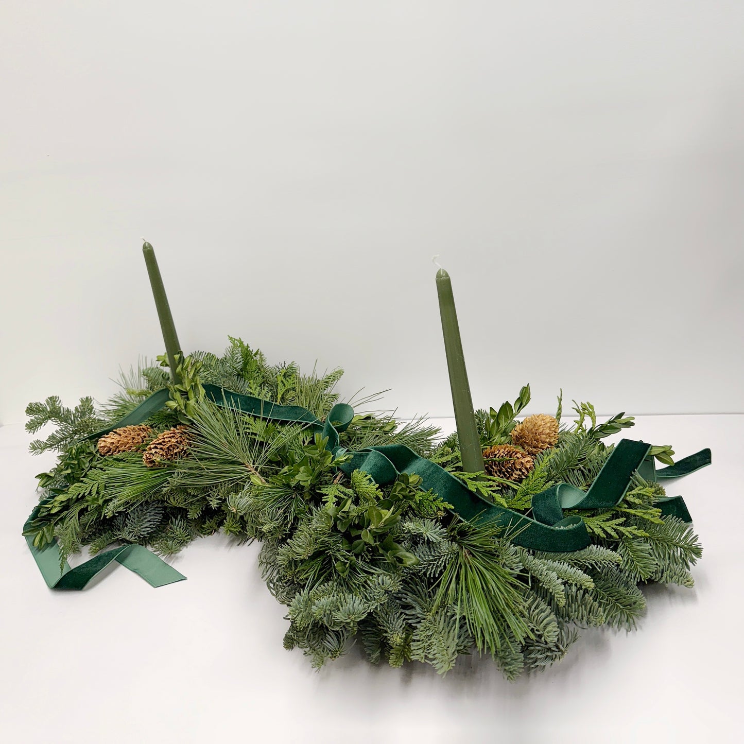 Fresh Evergreens Emerald Velvet Centerpiece