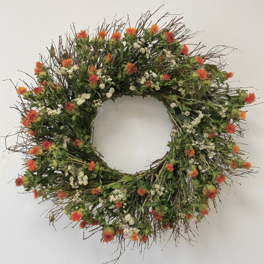 Dried Pearly Safflower Wreath