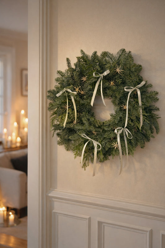 Fresh Evergreens Twinkling Bows Wreath