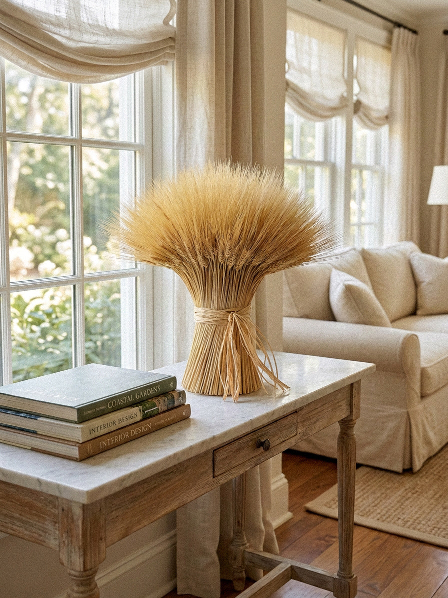 Dried Raffia Wheat Stack Centerpiece