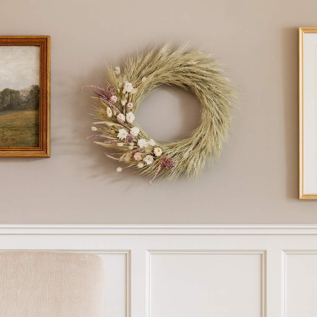 Dried Rosewater Wheat Wreath