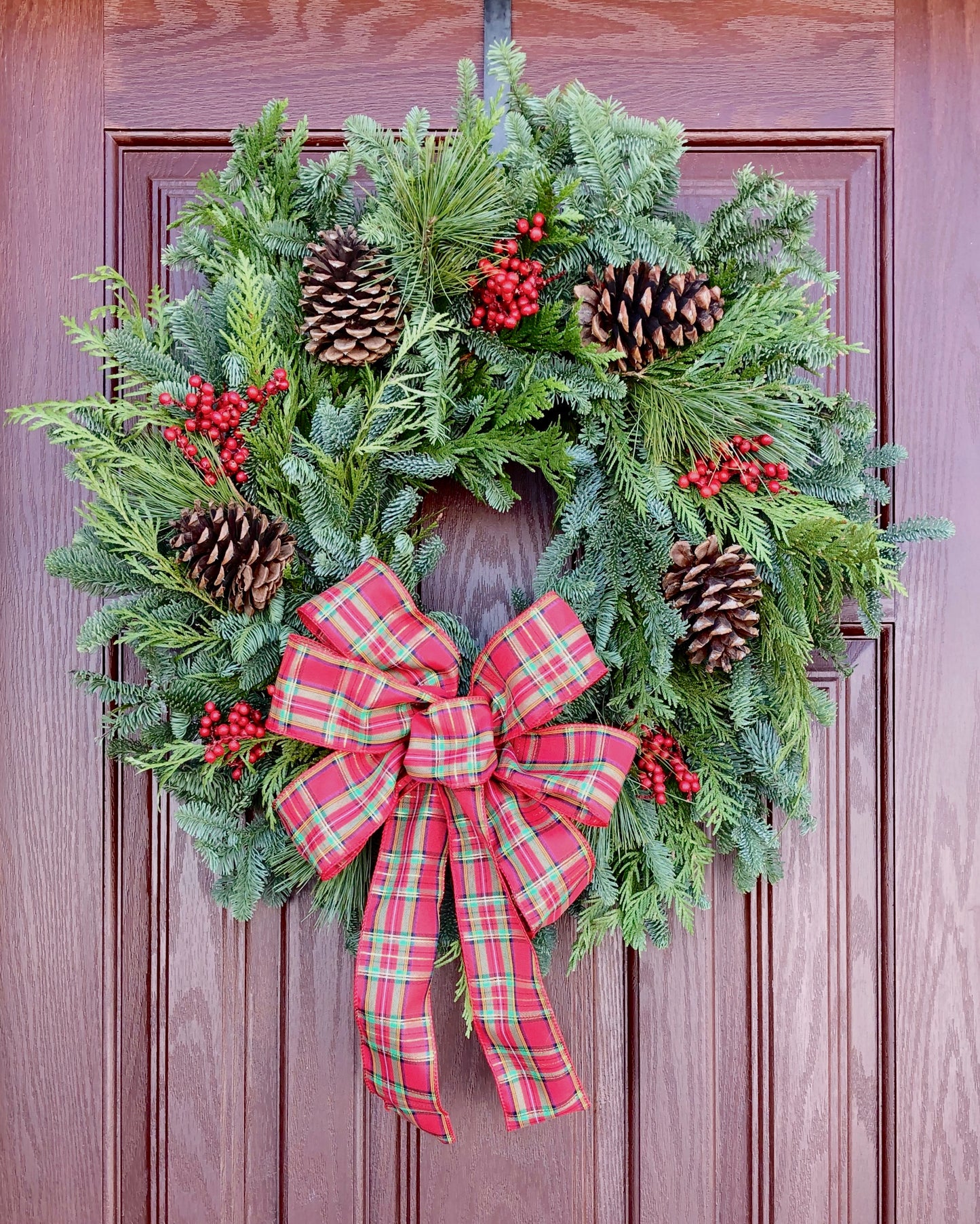 Fresh Evergreens Tidings of Joy Wreath