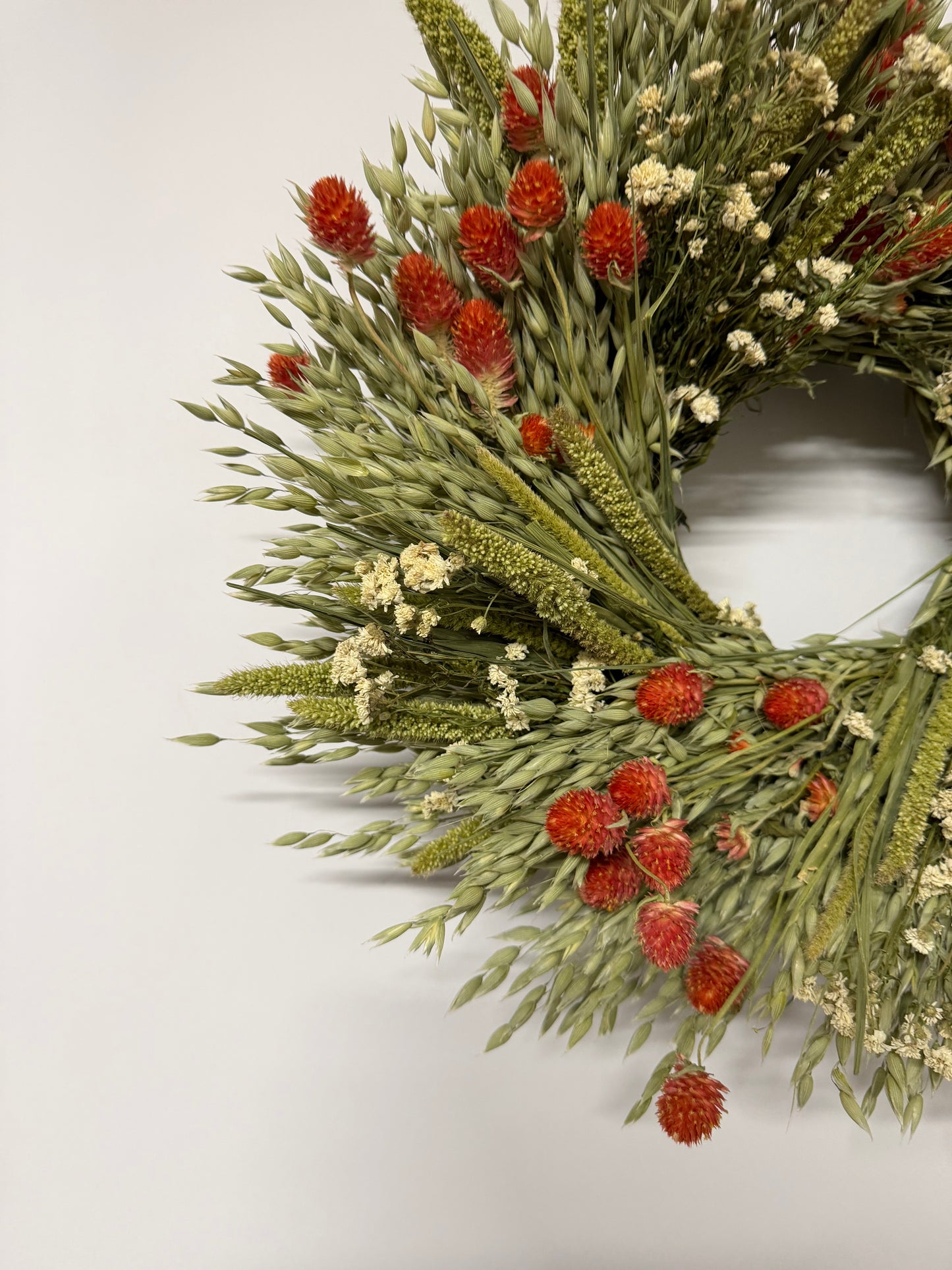 Dried Coral Flora Wheel Wreath